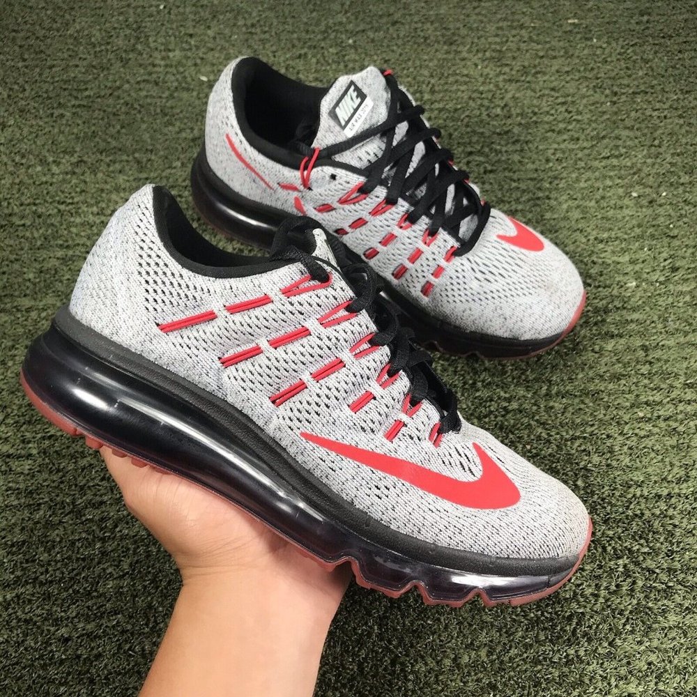 Nike Air Max 2016 GS Wolf Grey Red 807236 060 Mens Size 4/ Womens Size 5.5